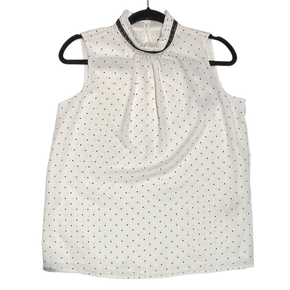Karl Lagerfeld Sleeveless Polka Dot Top Black & White XS Women NWT